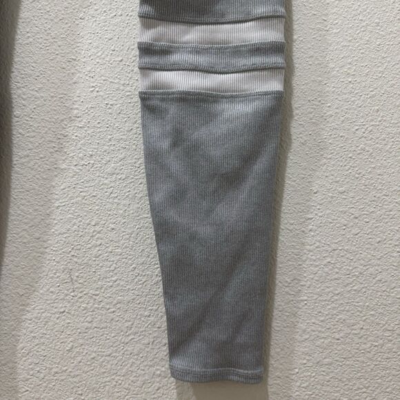 Alo Yoga High Waist Legit 7/8 Legging Ribbed Detail Women Sz S Heath Gray White - Picture 4 of 7